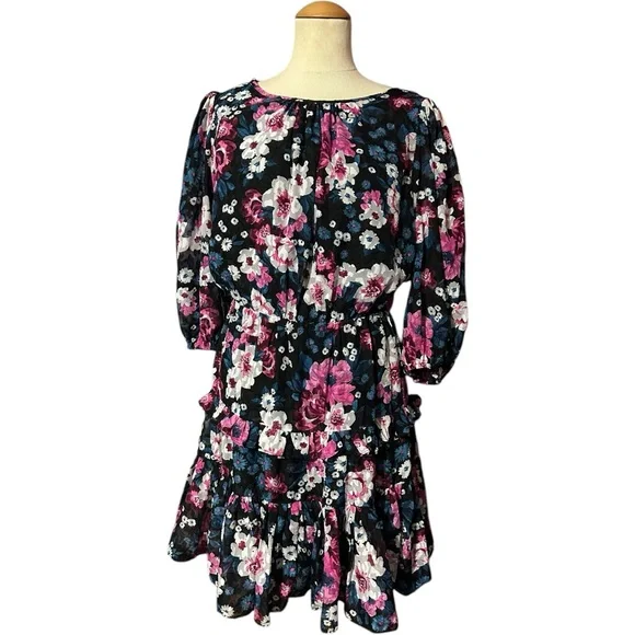 Sugarlips Wild Floral Bubble Sleeve Ruffle Mini Dress Size Large - Picture 2 of 5